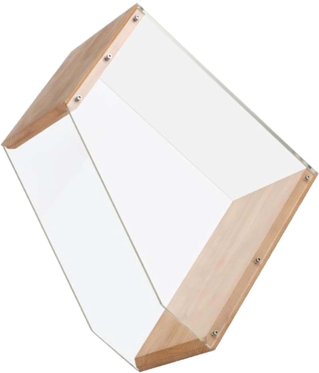 Vinyl opbergrek - Platenhouder - Collectie organiseren - Massief hout & acryl - 35.5 cm hoog - Natuurlijk hout