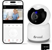 Beveiligingscamera binnen - Huisdiercamera met app - Full HD en Nachtzicht - Wifi en 64GB SD-kaart - Volgt beweging en geluidsdetectie - Wit - Saaf