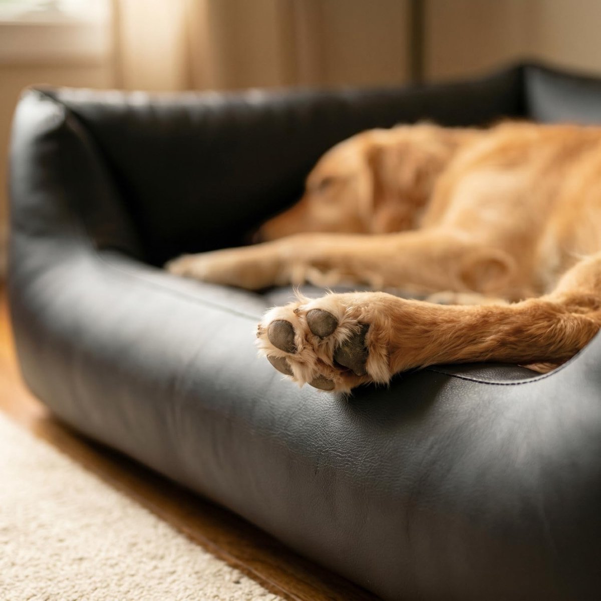 4L Textil Mario Orthopedisch hondenbed van kunstleer, XXL, hondenmand, kunstleer, voor grote honden, traagschuim, visco, extra groot, krasbestendig, waterafstotend, 140 x 110 x 25 cm, Zwart thumbnail 5