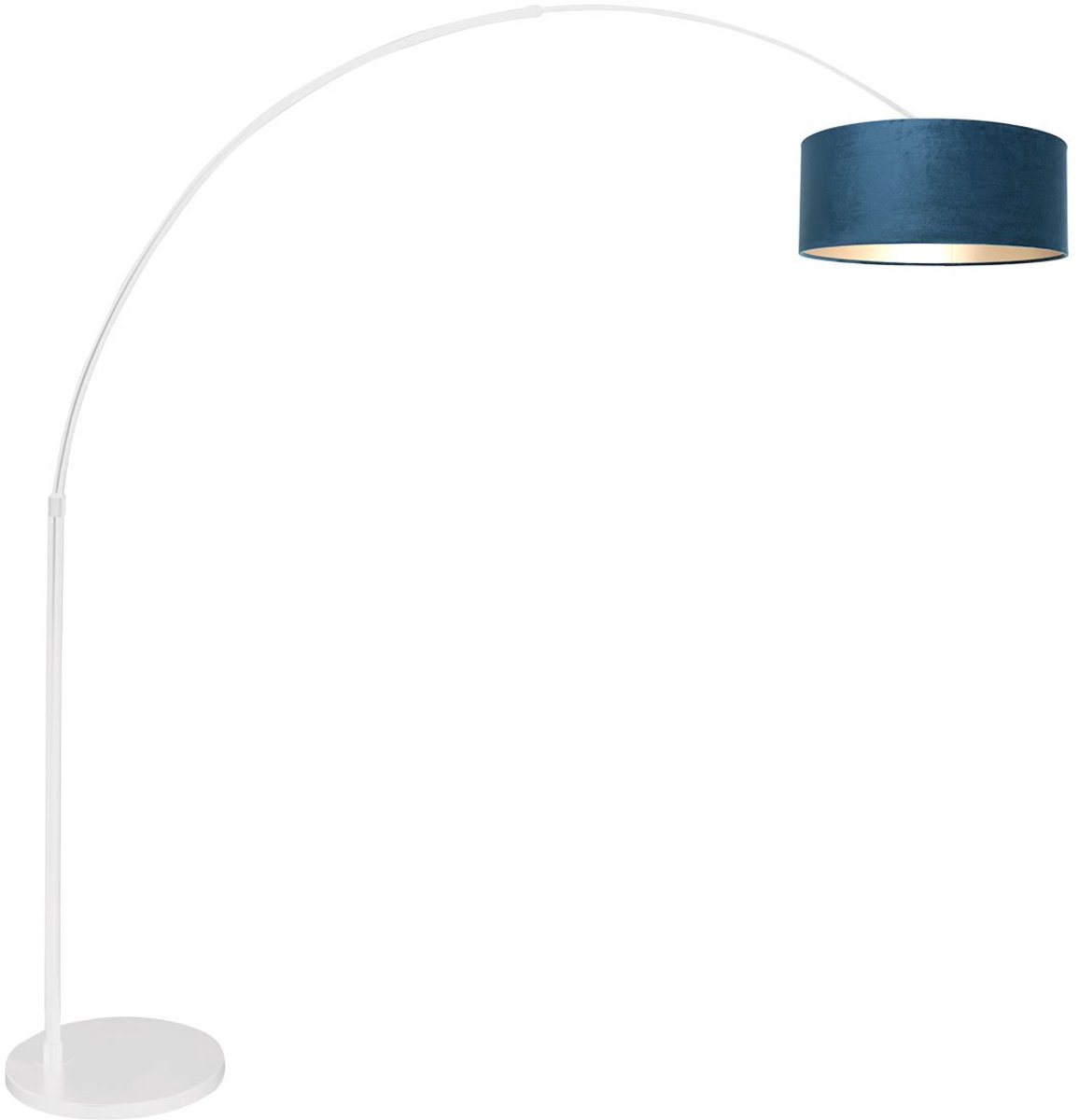 Steinhauer Witte vloerlamp booglamp Sparkled Light 7174W van Steinhauer, met blauw velours kap, van metaal en textiel, hoogte verstelbaar, uitschuifbaar, afmeting tot 230 cm Blauw / Wit