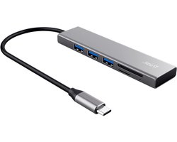 Trust Halyx Fast USB-C Hub & Card reader, 3 Extra Ports, 5Gbps with USB 3.0 Gen 1, SD and micro-SD card reader 104MB/s, (micro) SD, SDHC and SDXC up to 2TB, MacBook, PC, Laptop, Chromebook