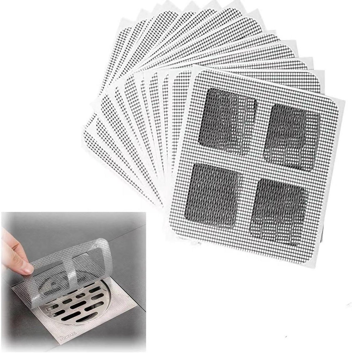 Afvoer Haar Vanger - Douchegoot Beschermer - Verstopping Voorkomen - Praktisch Mesh Ontwerp - 10x10 cm 20 Stuks - Grijs