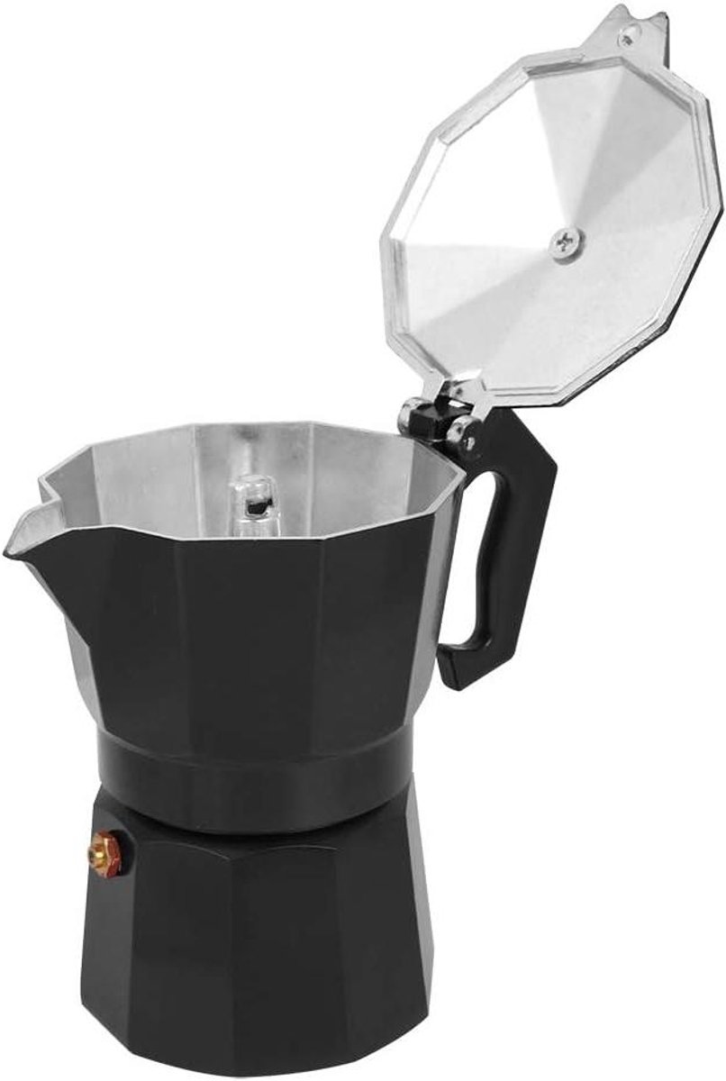 Koffie Percolator - Mokkapot - Koffie Zetten - Aluminium Materiaal - 300ml 6 Kopjes - Zwart