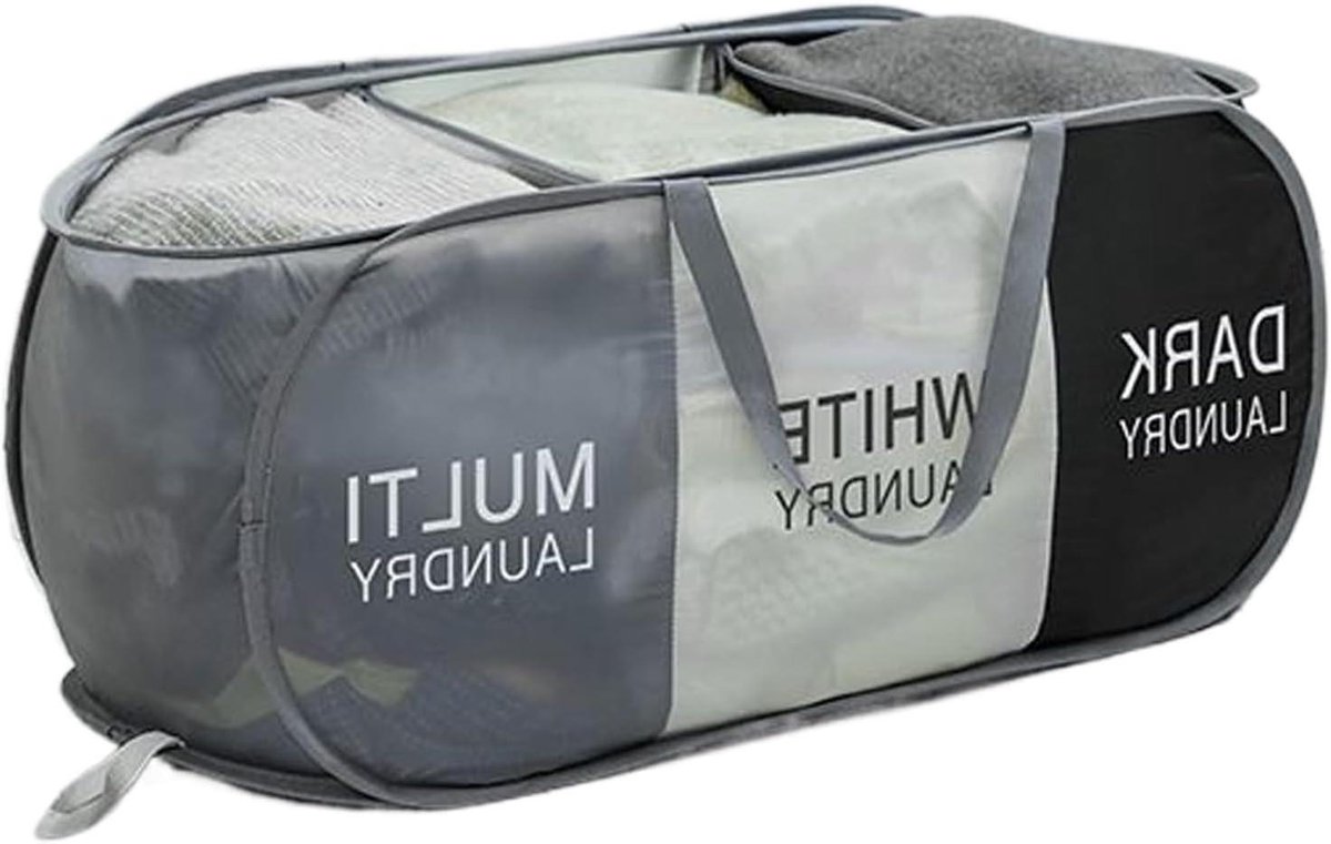 Wasmand Opvouwbare mand Kleding sorteren Drie vakken 83 cm Zwart