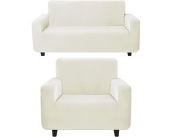 LANSHENG Sofahoezen, Hoes Voor sofa L-vormige Bank, 2 Hoekbankhoezen Protector Stretch Comfortabele stof met 2 kussenslopen (1 zit + 4 zits,ivoor)