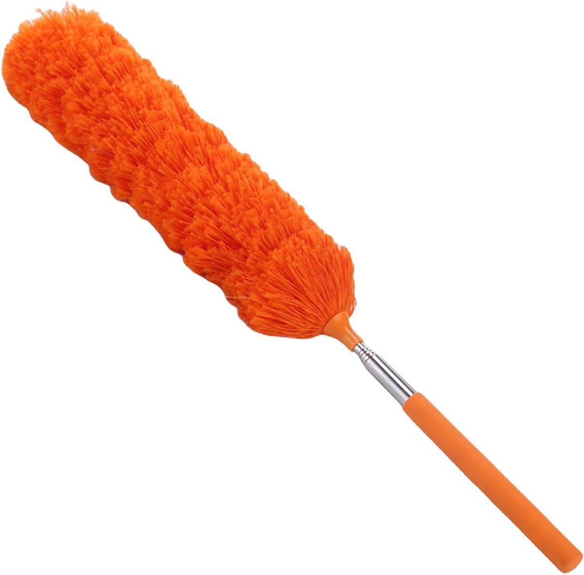 Telescopische stofreiniger - Microvezel plumeau - Hoge plekken reinigen - Flexibel en buigbaar - 38 cm uitschuifbaar - Oranje