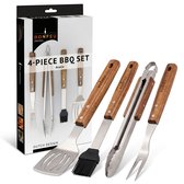 BonFeu Barbecueset 4-delig - RVS en Acaciahout - Barbecuegereedschapset
