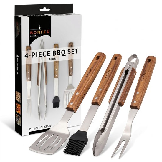 Barbecue gereedschapset RVS 4-delig