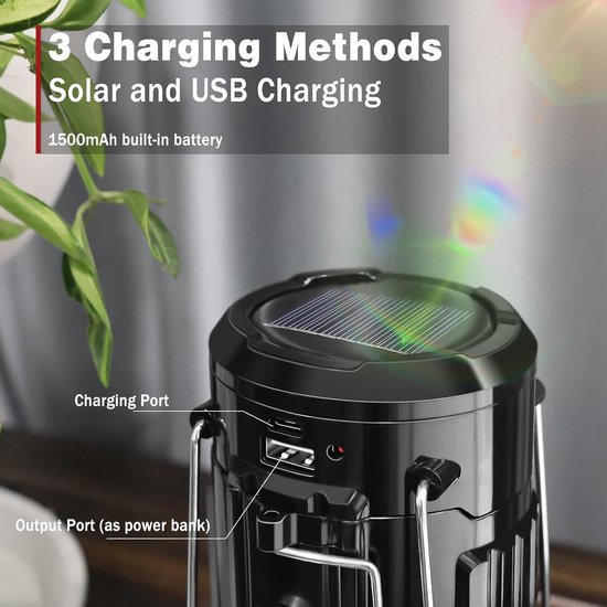 camping ventilator met licht LED camping lamp USB oplaadbare zonne-energie / batterij aangedreven lantaarn outdoor camping accessoires Gadgets — afbeelding 5