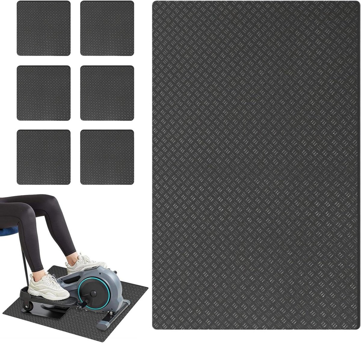Loopbandmat - Fitnessmat - Vloer Beschermen - Geluidsdempend - 43x60 cm - Zwart