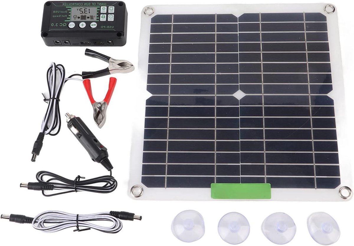 Draagbaar Zonnepaneel - Zonne-energie Kit - Outdoor Energie - Hoog Rendement - 200W - Zwart