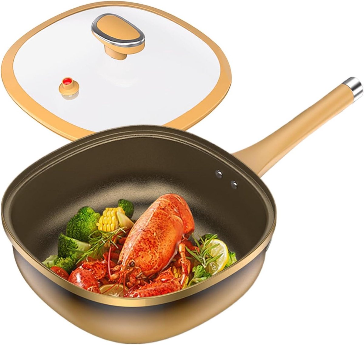 Antiaanbak Braadpan Diepe Koekenpan Huishoudelijk Koken Titanium Bodem 30 cm Zwart