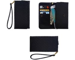 Cover Premium Case with Design Pearl Grid Texture with Card Slots and Lanyard for Skywin S30 SUN - Black