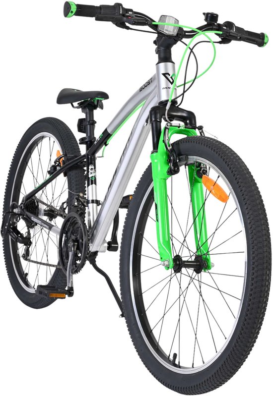 Volare Boost Kinderfiets - 24 inch - 21 Speed - Zilver/Groen van Volare — afbeelding 4