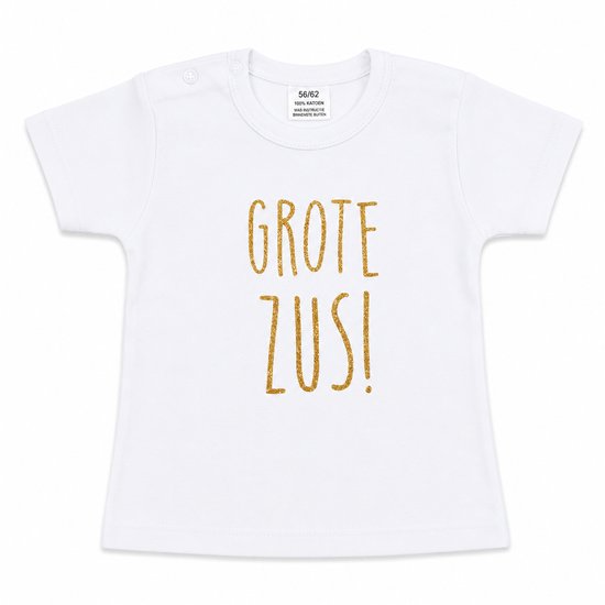 Shirt Aankondiging zwangerschap grote zus | korte mouw | wit | maat 92 zwangerschap aankondiging bekendmaking Baby big sis sister