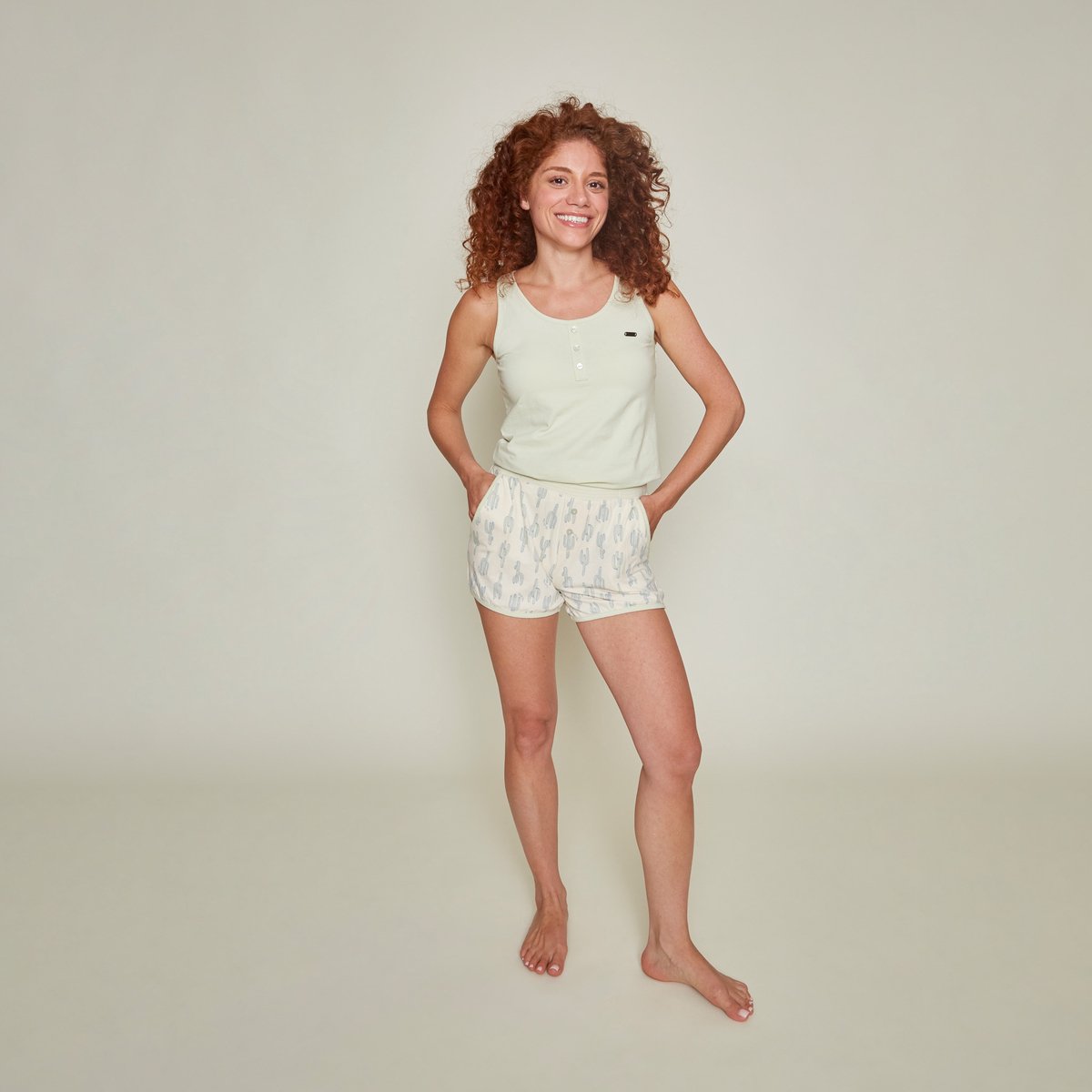 Charlie Choe Dames - Pyama Set - Lounche Set - Zomerpakje - Lichtgeel Lime Groen