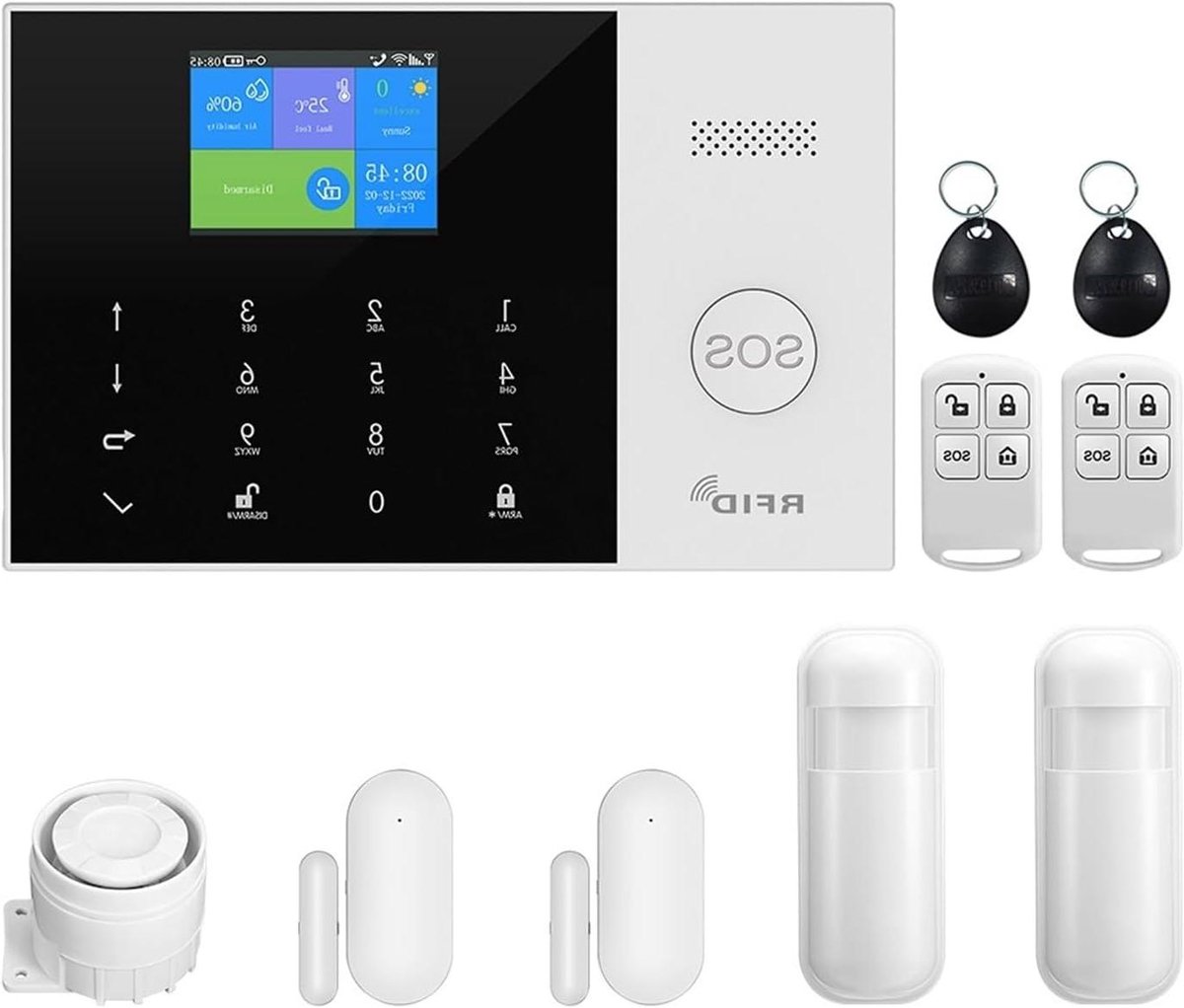 Draadloos Alarmsysteem - Huisbeveiliging GSM WiFi - Veiligheid Thuis - App Bediening Twee Weg - 10x10x10mm - Zwart