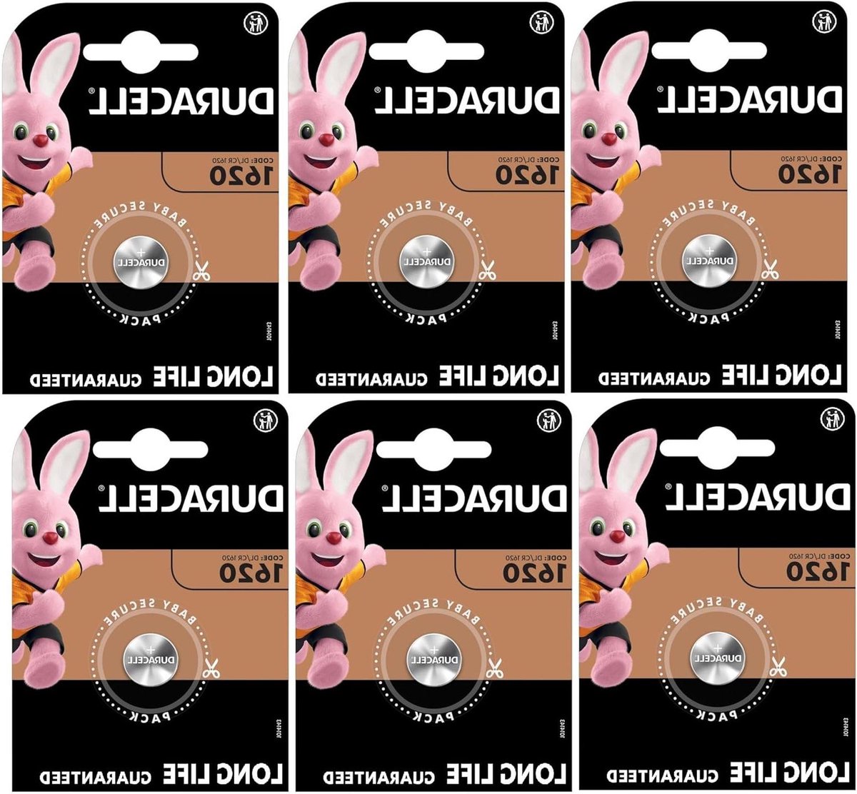6 x Duracell 1620 (6 blisters à 1 battery) 6 batteries (CR1620)