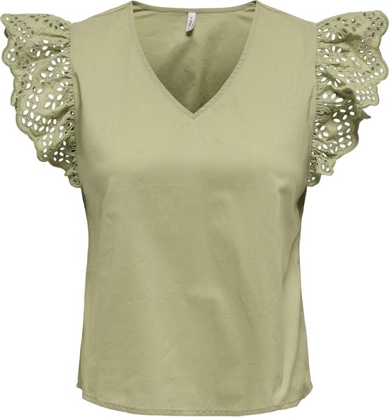 ONLY - ONLLOU LIFE EMB S/ S FRILL TOP PTM - Femme - Chemisiers
