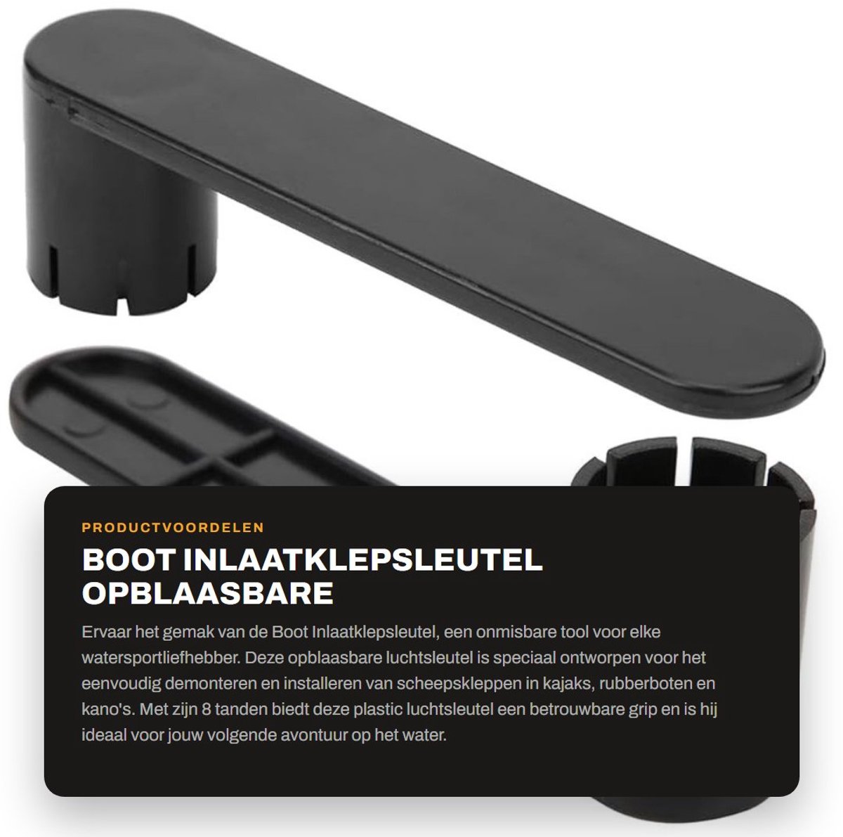 Dailygoods- Inlaatklepsleutel 8-groefs - Opblaasbare Luchtsleutel - Geschikt voor Kajak/Kano - Draagbaar - Kunststof - Gemakkelijke installatie - Ventielsleutel
