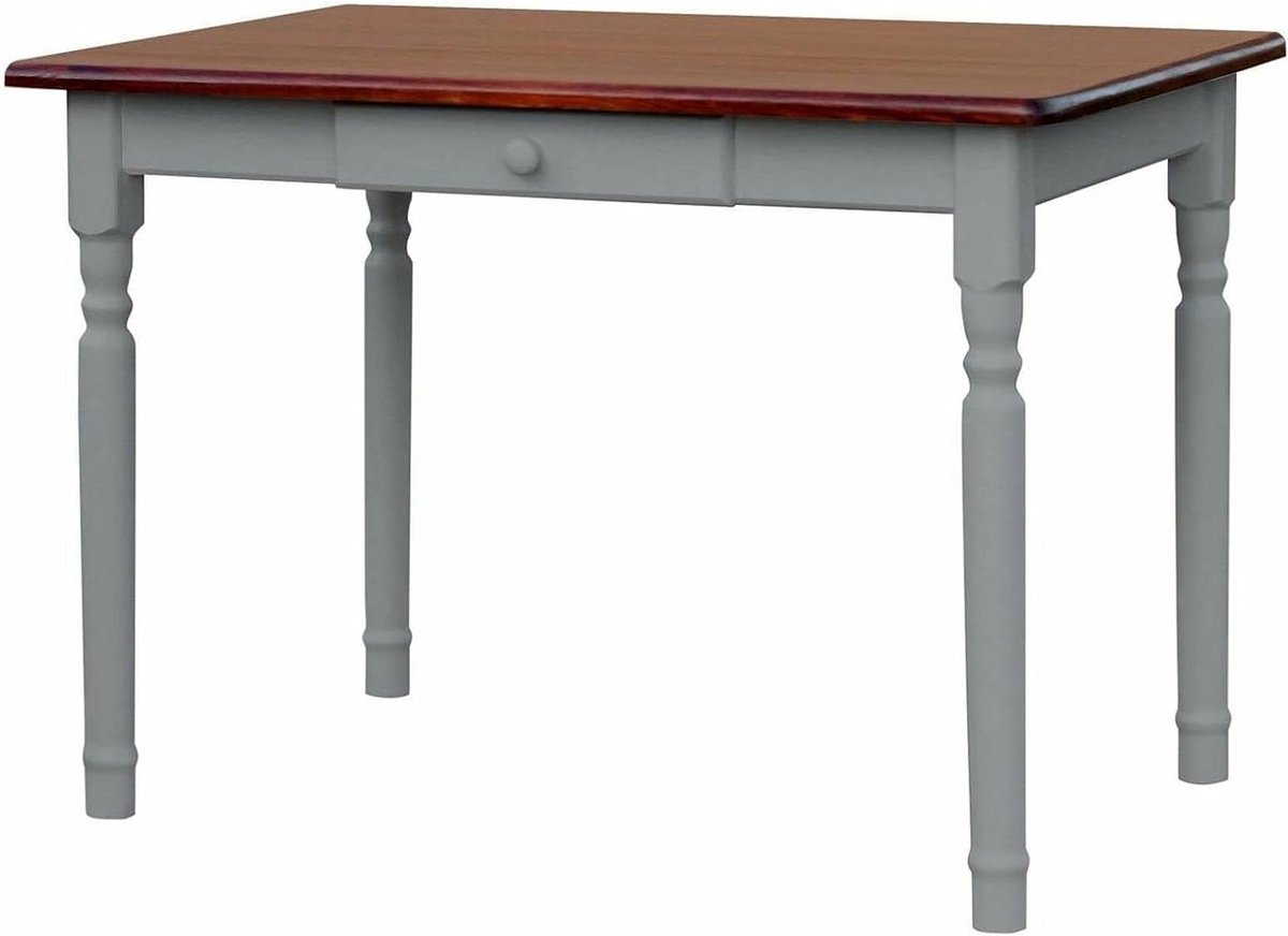 Eettafel met lade - Keukentafel Houten tafel - Gezellig eten - Handgemaakt grenenhout - 60 x 120 cm - Grijs