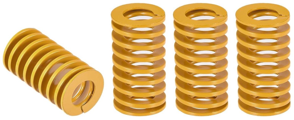 Matrijzenveer - Drukveer - 3D Printer Onderdeel - Lichte Belasting - 27 mm x 50 mm - Geel