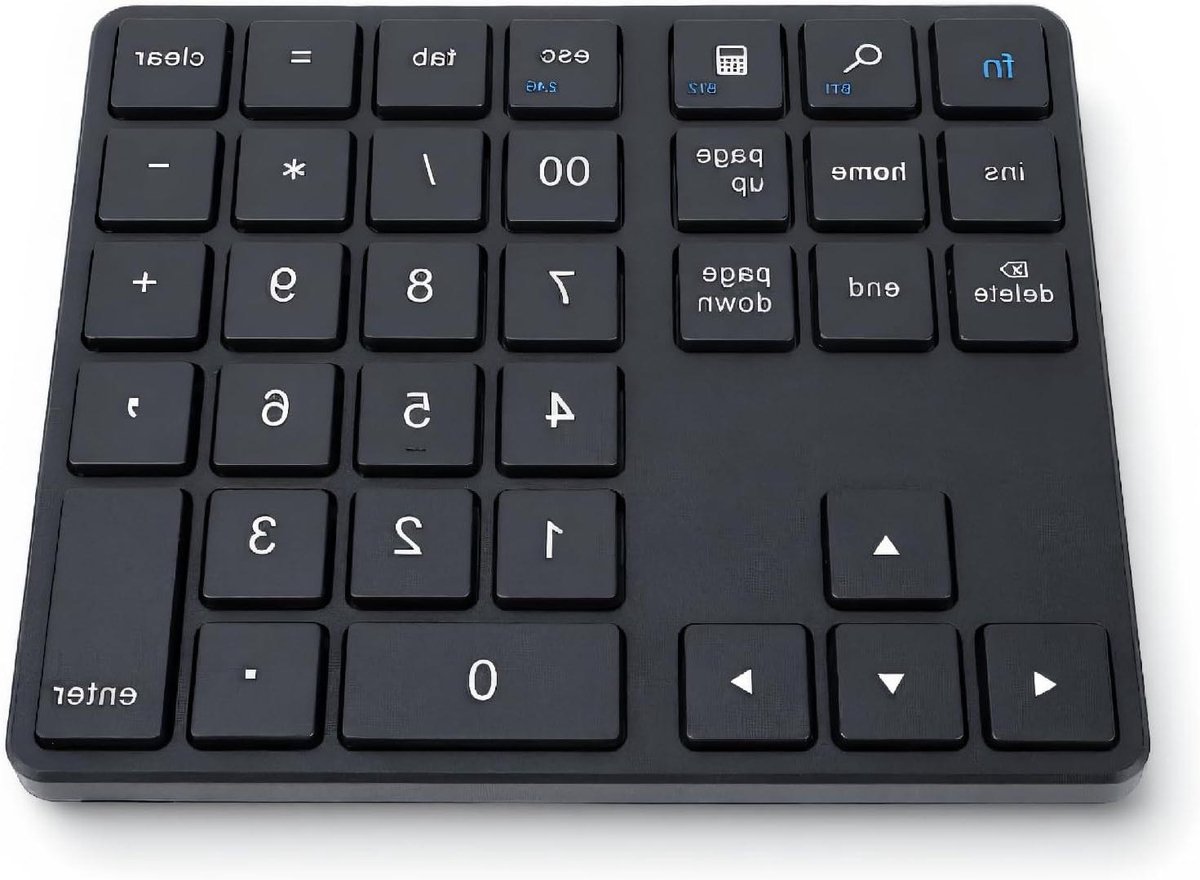Bluetooth Number Pad, 2.4GHz USB Rechargeable External 35 Keys Numpad, Financial Data Input Keyboard for Laptop, PC, Desktop, Notebook (BLACK)