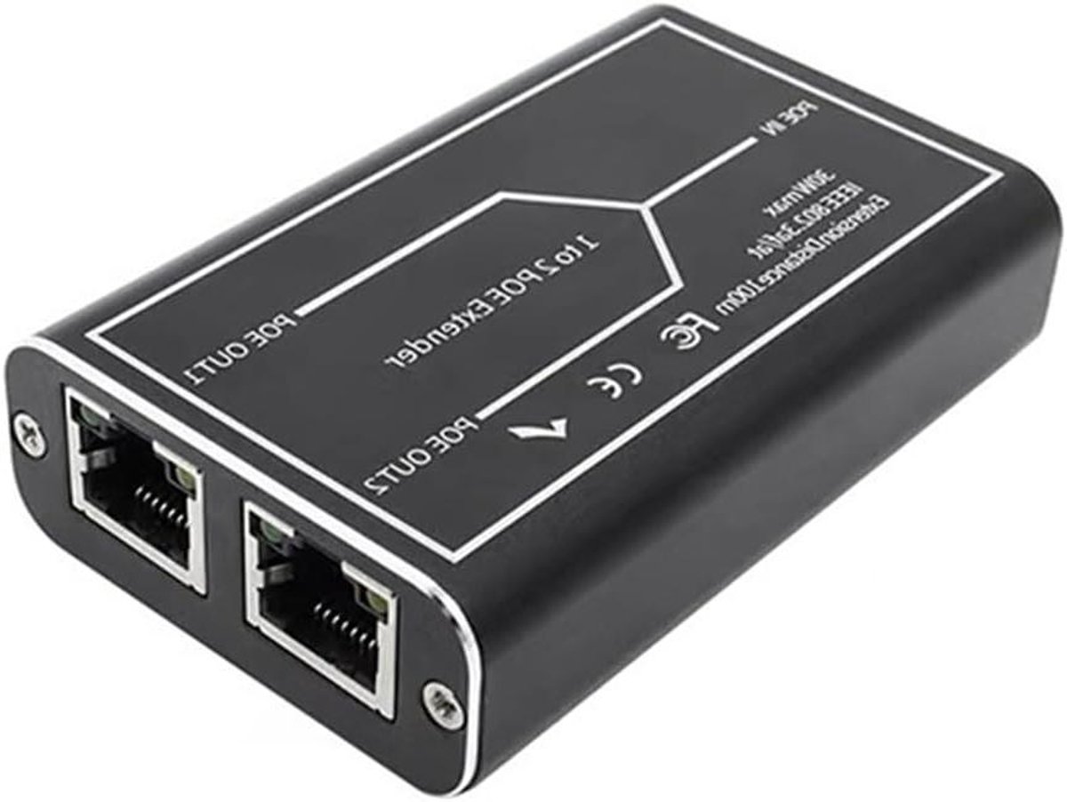 Netwerk Switch - PoE Extender - Netwerk Uitbreiding - Gigabit Snelheid - Tot 200 Meter - Zwart