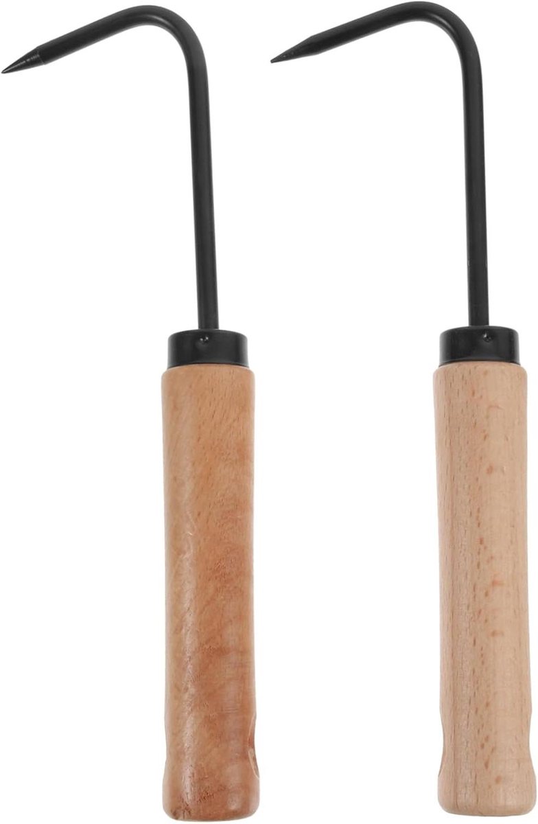 Wortelverwijderaar Tuin - Onkruidsteker Haak - Onkruid Wieden - Ergonomische Hefboomwerking - 25 cm Lengte - Natuurlijk Hout