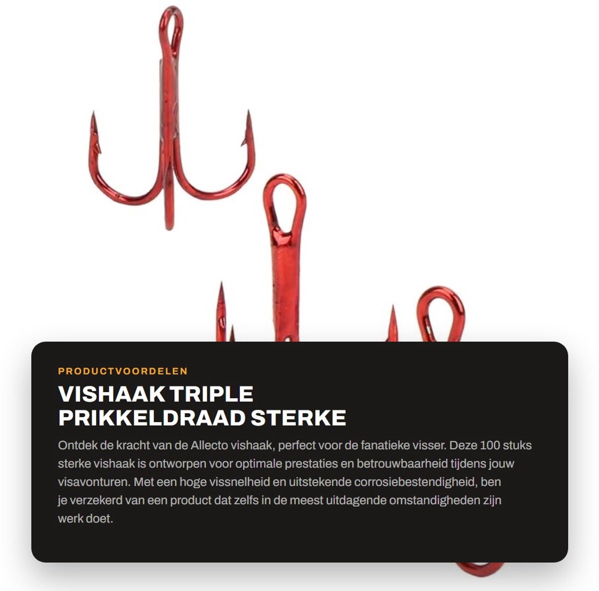 Dailygoods- Vishaken 100 stuks - Triple Prikkeldraad - Koolstofstaal - Sterke Corrosiebestendigheid - Hoge Vissnelheid - Scherpe Haakpunt - Haak