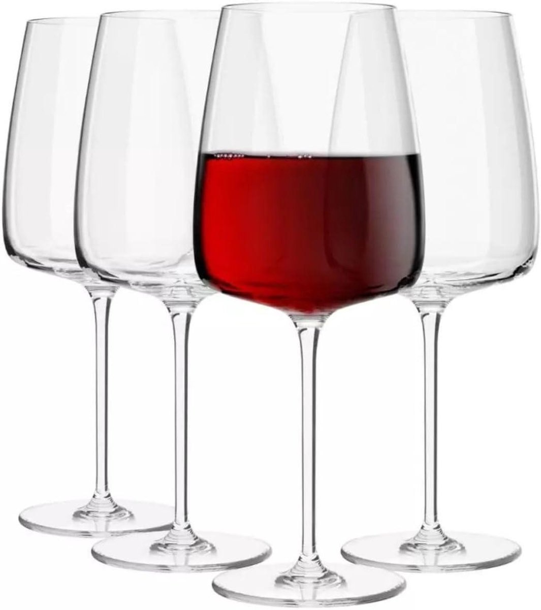 Rode wijnglazen - Set van 4 - Elegante diners - Hoogwaardig kristalglas - 600 ml - Transparant