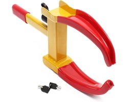 Wielklem - Parkeerklem Bandenblok - Voertuig Beveiligen - Verstelbaar Compact Ontwerp - 175-225mm Bandbreedte - Geel Rood