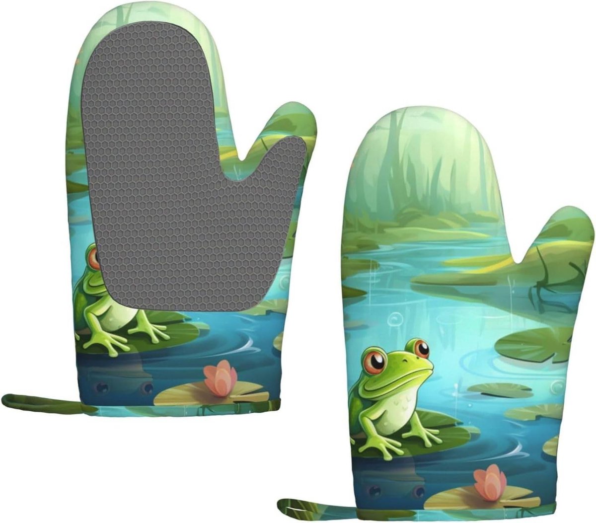 Ovenwanten Set - Keukenhandschoenen Hittebestendig - Veilig Koken - Antislip Siliconen Grip - 2 Stuks 7x11 inch - Zwart