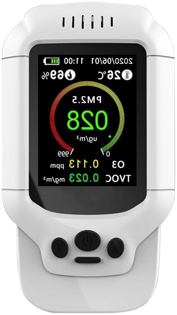Luchtkwaliteit Monitor - Gasdetector Binnen - Gezondheid Bewaken - 8 In 1 Meting - 155x87x35MM - Wit