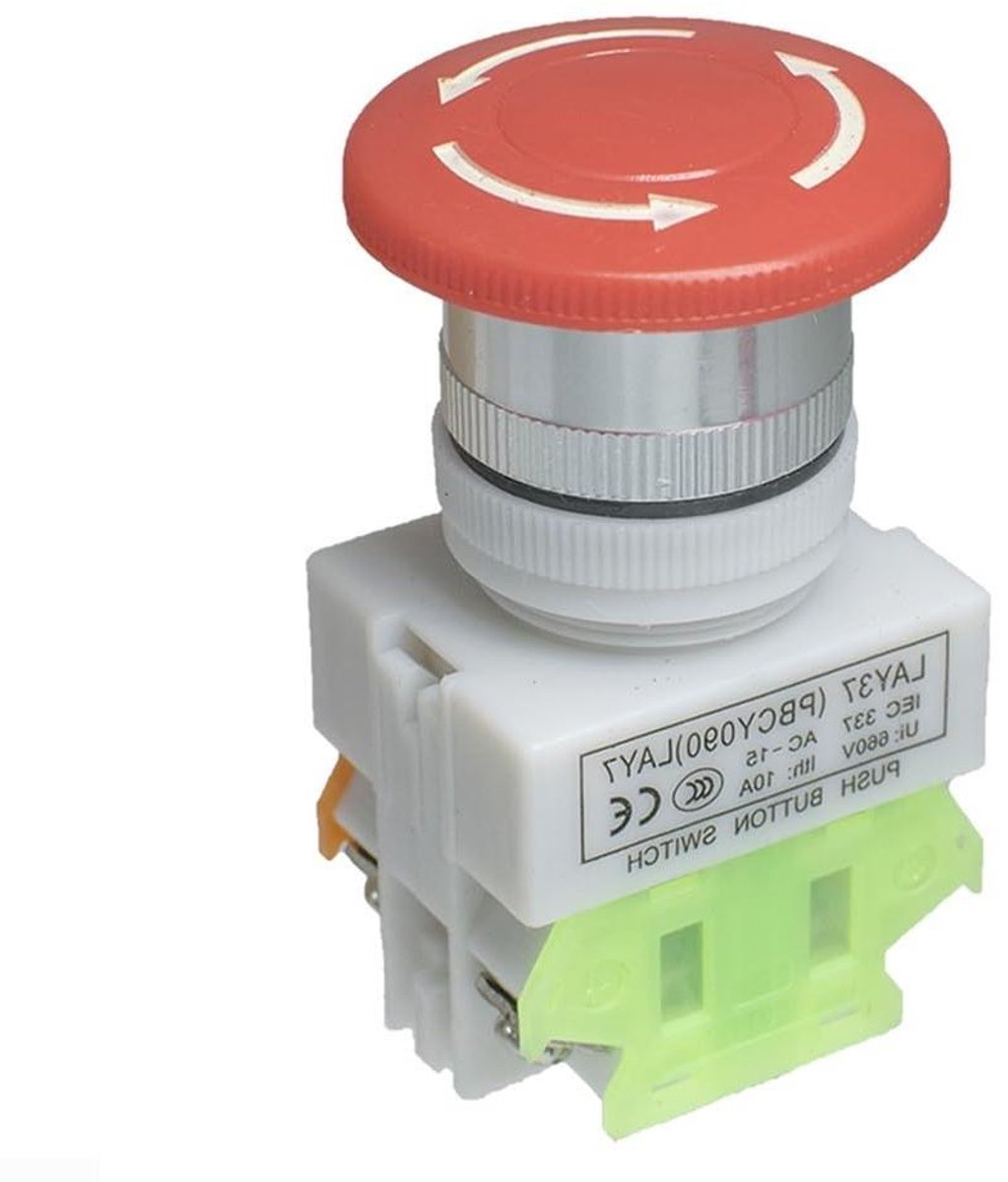 Drukknop Schakelaar - Noodstop - Industriële Controle - Paddestoel Hoofd - 22Mm - Rood
