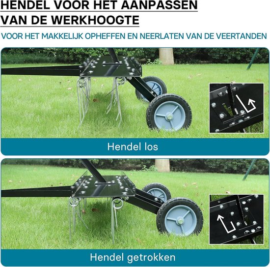 Verticuteerder Voor Zitmaaier - Mosverwijderaar Tuin - Gazon Onderhoud - 100 Cm Werkbreedte - 20 Staalveren - Zwart — afbeelding 5