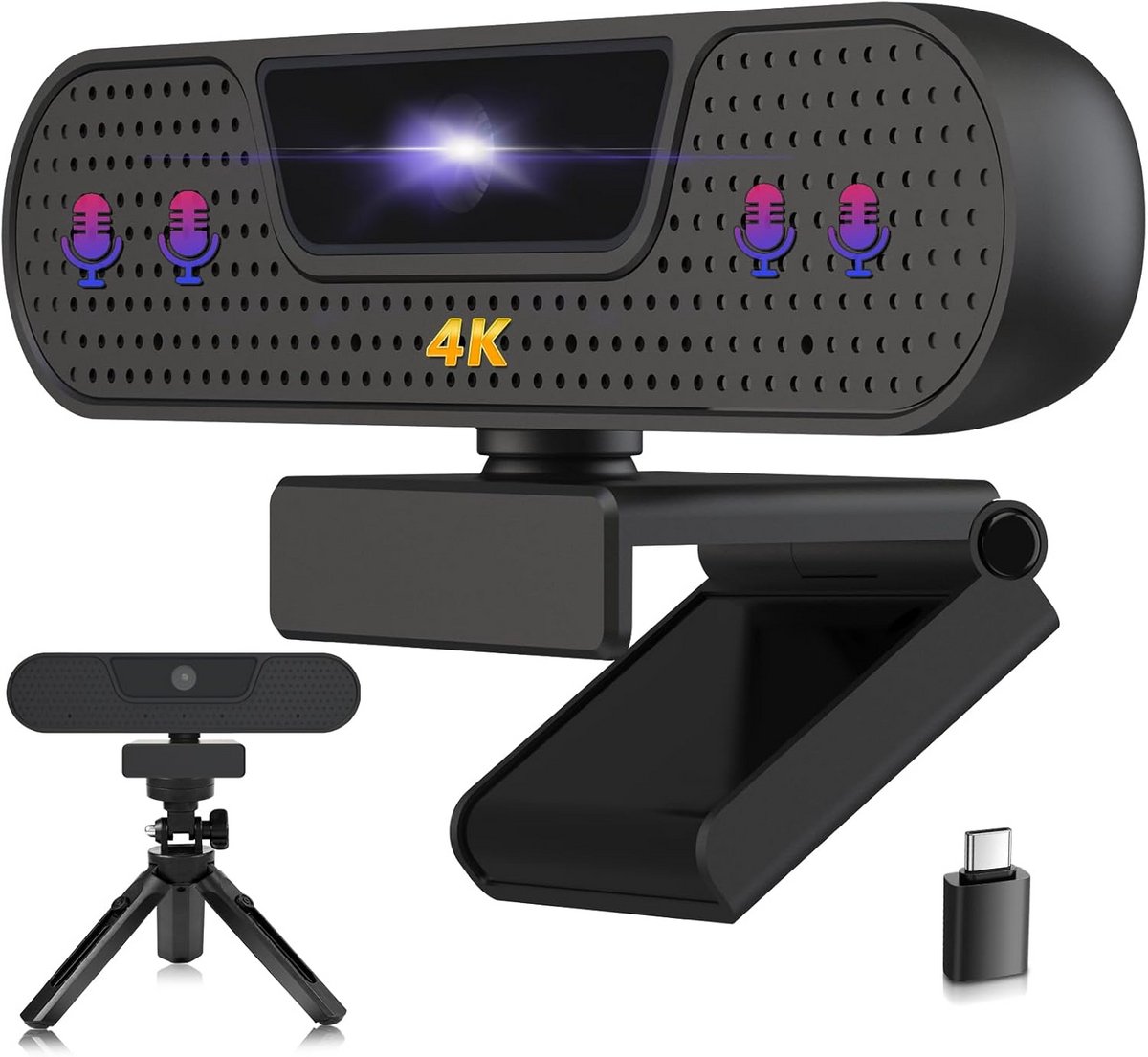 4K Webcam - UHD Camera - Videoconferenties - Met Microfoon - 85 Graden - Zwart