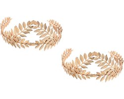 Housoutil 2 Stuks Blad Hoofdband Gouden Godin Hoofddeksel Grieks Hoofddeksel Haarband Van Bladgoud Romeins Hoofdband Van Bladgoud Gouden Slinger Legering Bruid Lauwerkrans Kroon