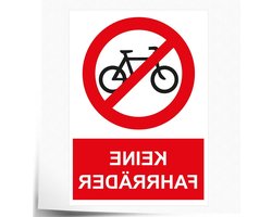INDIGOS UG - Stickers - Veiligheid - Waarschuwing - Geen Fietsen - 297x420 mm - Hotel, Bedrijf, Bescherming, Kita, Dokter, Praktijk, Appartement