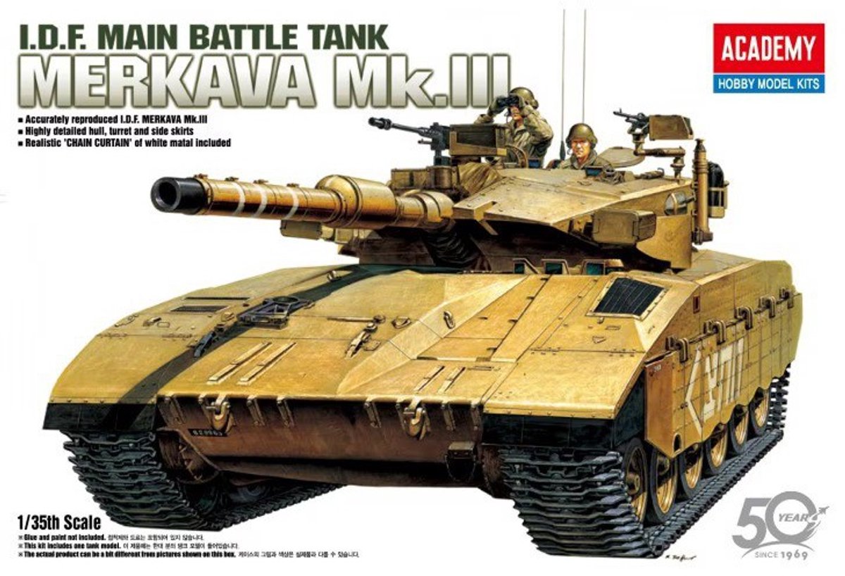 Academy Modelbouwpakket Militaire voertuigen - 13267 I.D.F. Merkava Mk. III Main Battle Tank - Israëlische Tank Plastic - 1:35 - Modelbouw