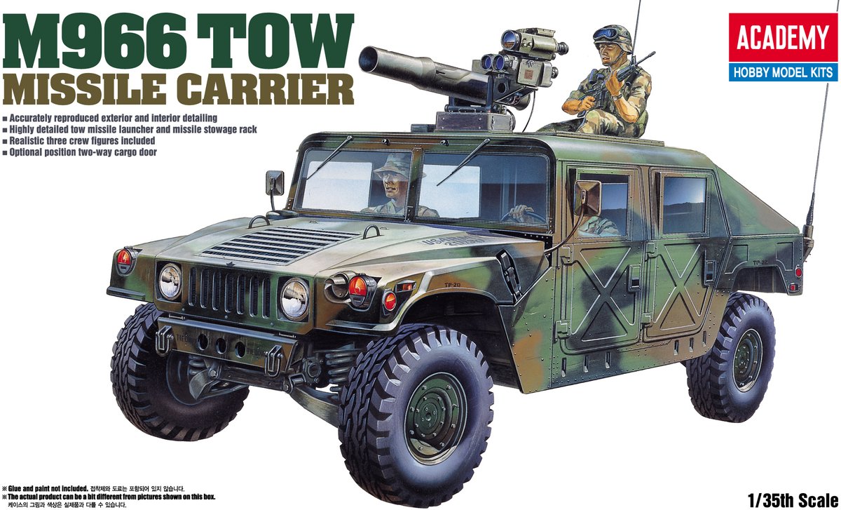 Academy Modelbouwpakket Militaire voertuigen - 13250 Humvee M966 TOW Missile Carrier - Amerikaans Voertuig Plastic - 1:35 - Modelbouw