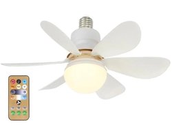 Pelor Plafondventilator met Verlichting E27 - LED Ventilatorlamp met Afstandsbediening - 3 Snelheden - 52 Inch - Wit