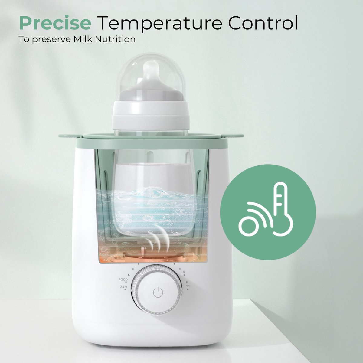 Momcozy MW02 Analoge Flessenverwarmer – Waterbad Verwarming voor Babyfles en Potjes – Met Verlichting & Warmhoudfunctie thumbnail 2
