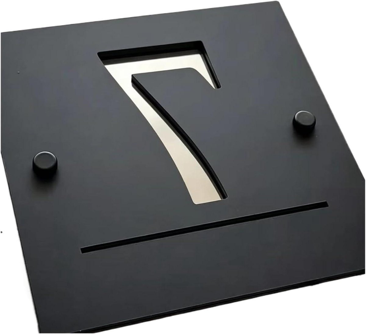 Naambord Deur - Huisnummer Plaat - Adres Aanduiding - Acryl Spiegel Effect - 25x25cm - Zwart Grijs