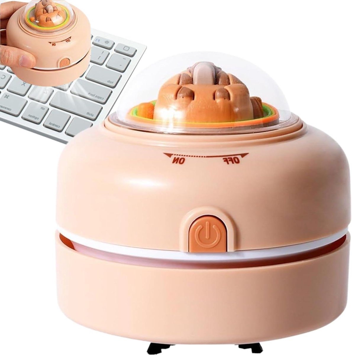 Tafelstofzuiger - Mini Stofzuiger - Bureau Opruimen - Stille Werking - 8.5 cm Hoog - Bruin