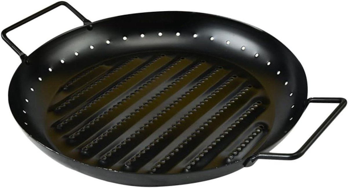 Barbecue Plaat Grill Pan Buiten Koken Antiaanbaklaag Rond Zwart
