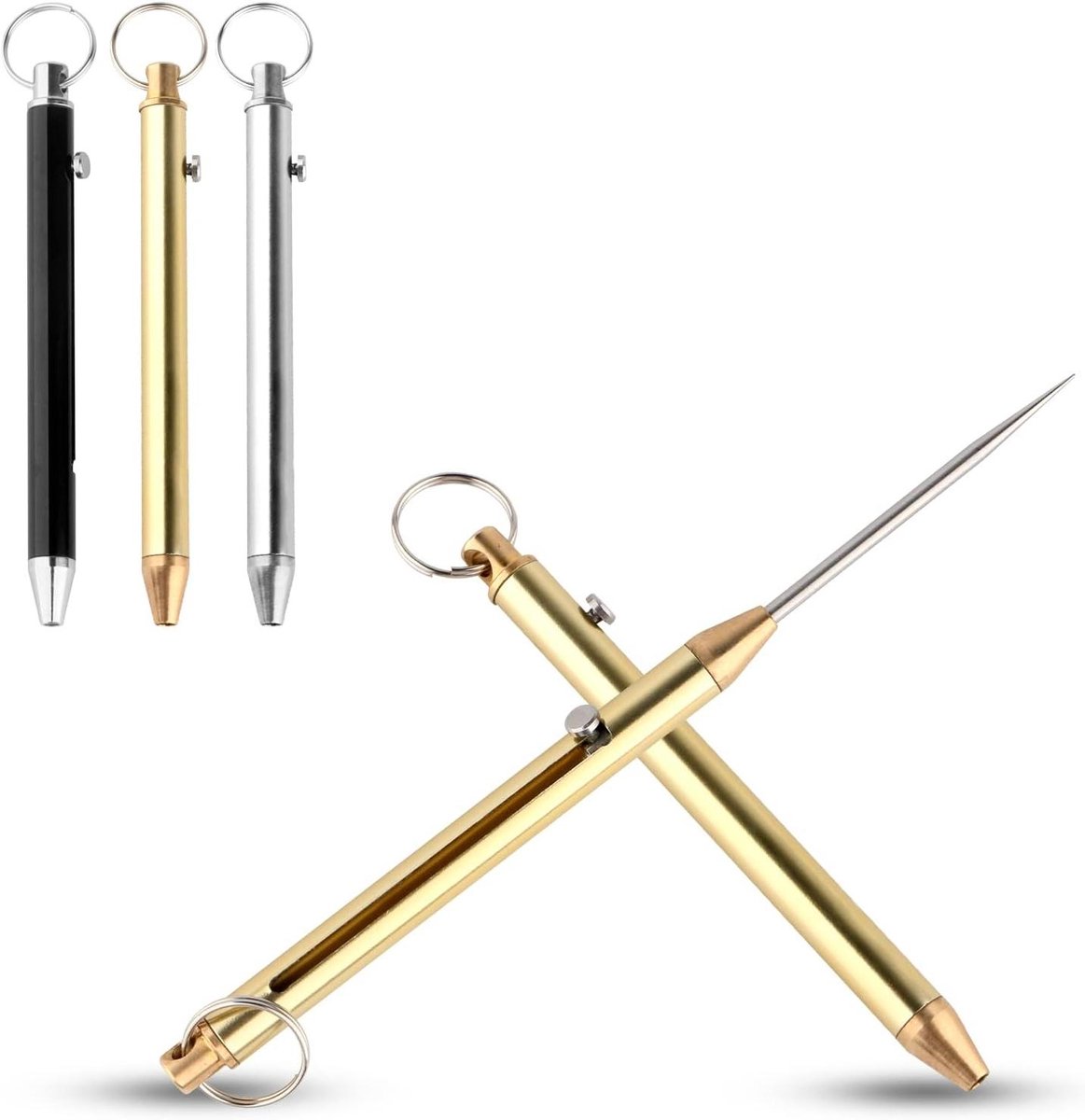 Tandenstokers Set - Metalen Picks - Outdoor Gebruik - Telescopisch Ontwerp - 3 Stuks - Multicolor