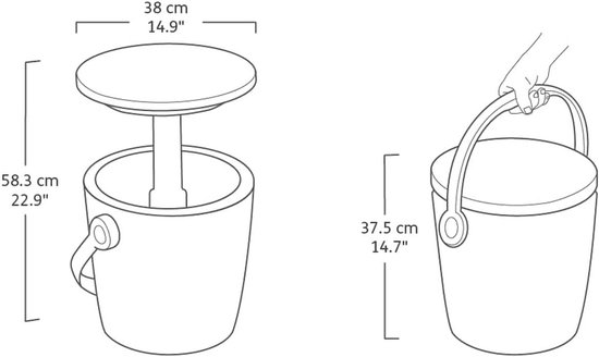 Koeler Tafel - Drankkoeler Outdoor - Buiten Genieten - Combineert Koeler Tafel - 16 Liter - Antraciet — afbeelding 5