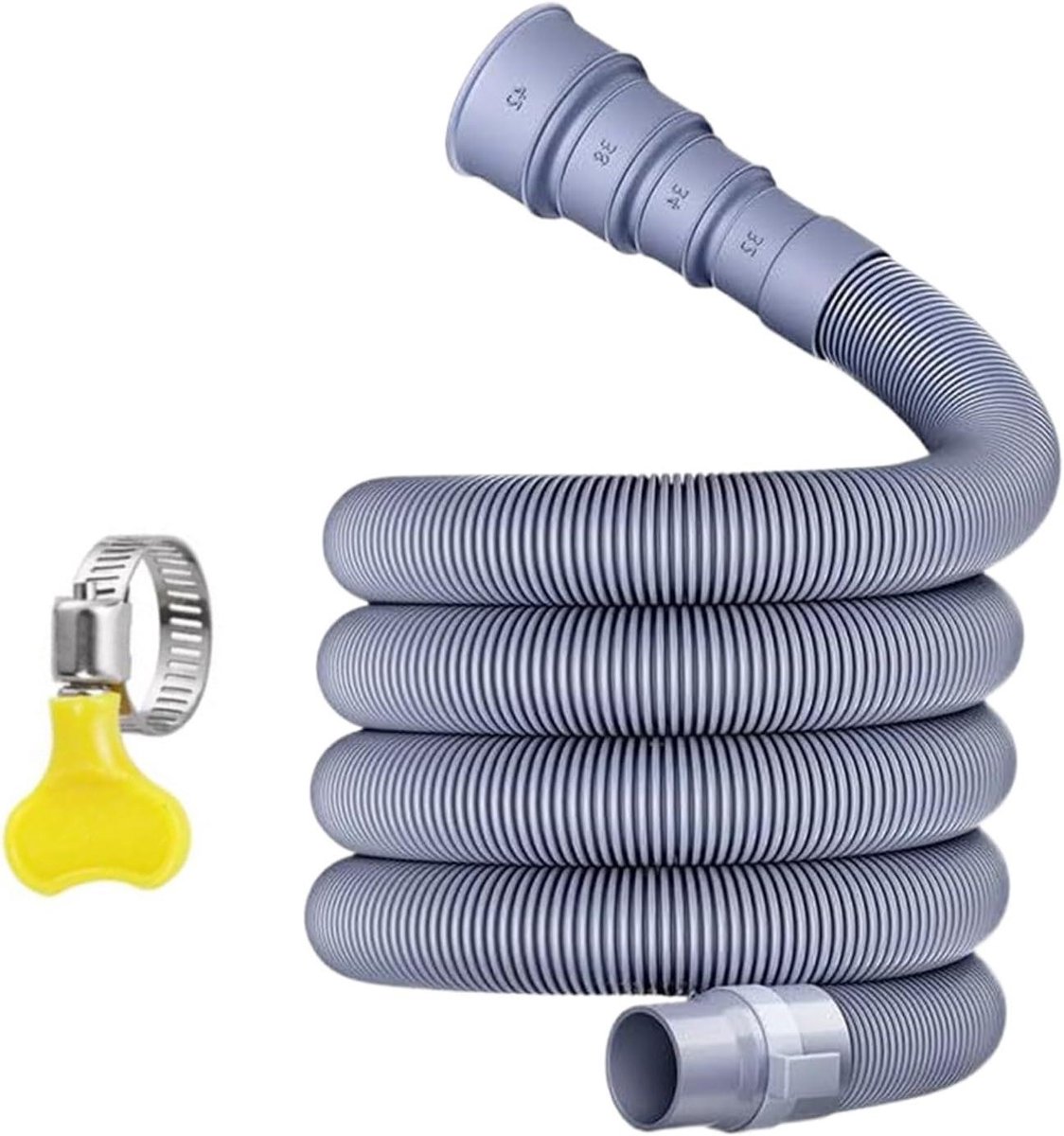 Afvoerslang Wasmachine - Flexibele Pijp - Water Afvoeren - 360 Graden Draaibaar - 3 Meter - Grijs