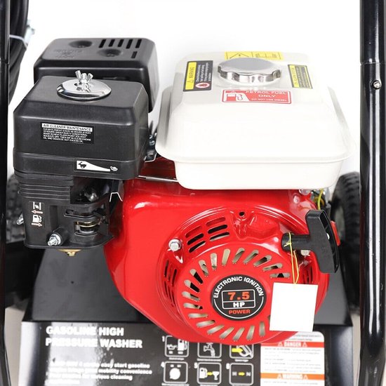 Hogedrukreiniger Benzine - Krachtige Reiniger - Terras Schoonmaken - 65 pk Motor - 190 bar - Rood Zwart — afbeelding 2